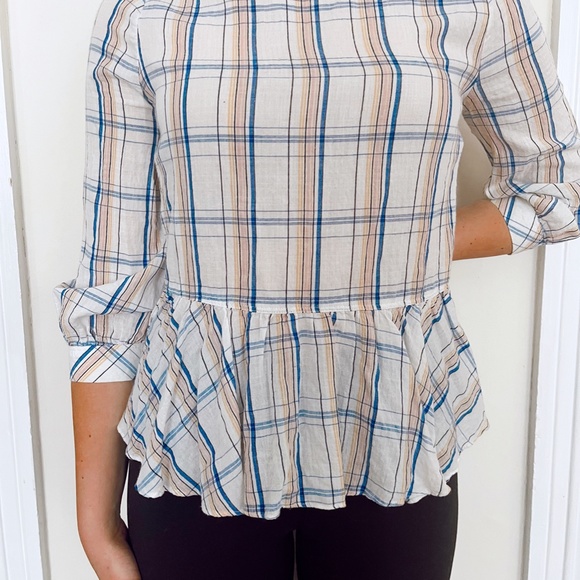 MAEVE, Peplum, Plaid, Blouse. - Picture 5 of 5